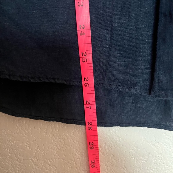 Zara Basic 100% Linen Navy Blue Button Down Shirt Blouse - Picture 5 of 8